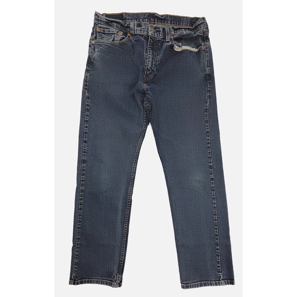 Levi's 505 Regular Straight Fit Dark Blue Wash Denim Jeans Men's Size 34x30 - Picture 1 of 7